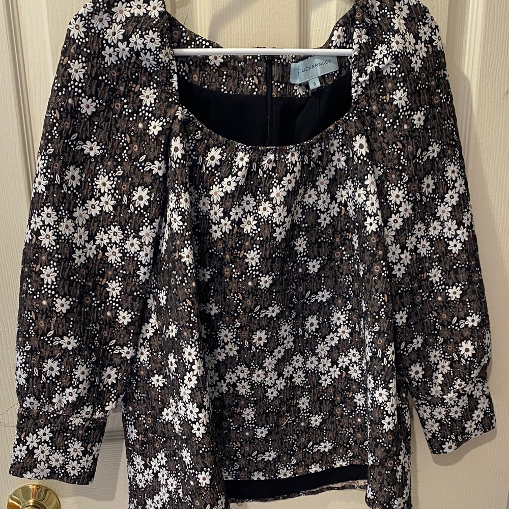 Tuckernuck Black and White Floral Blouse